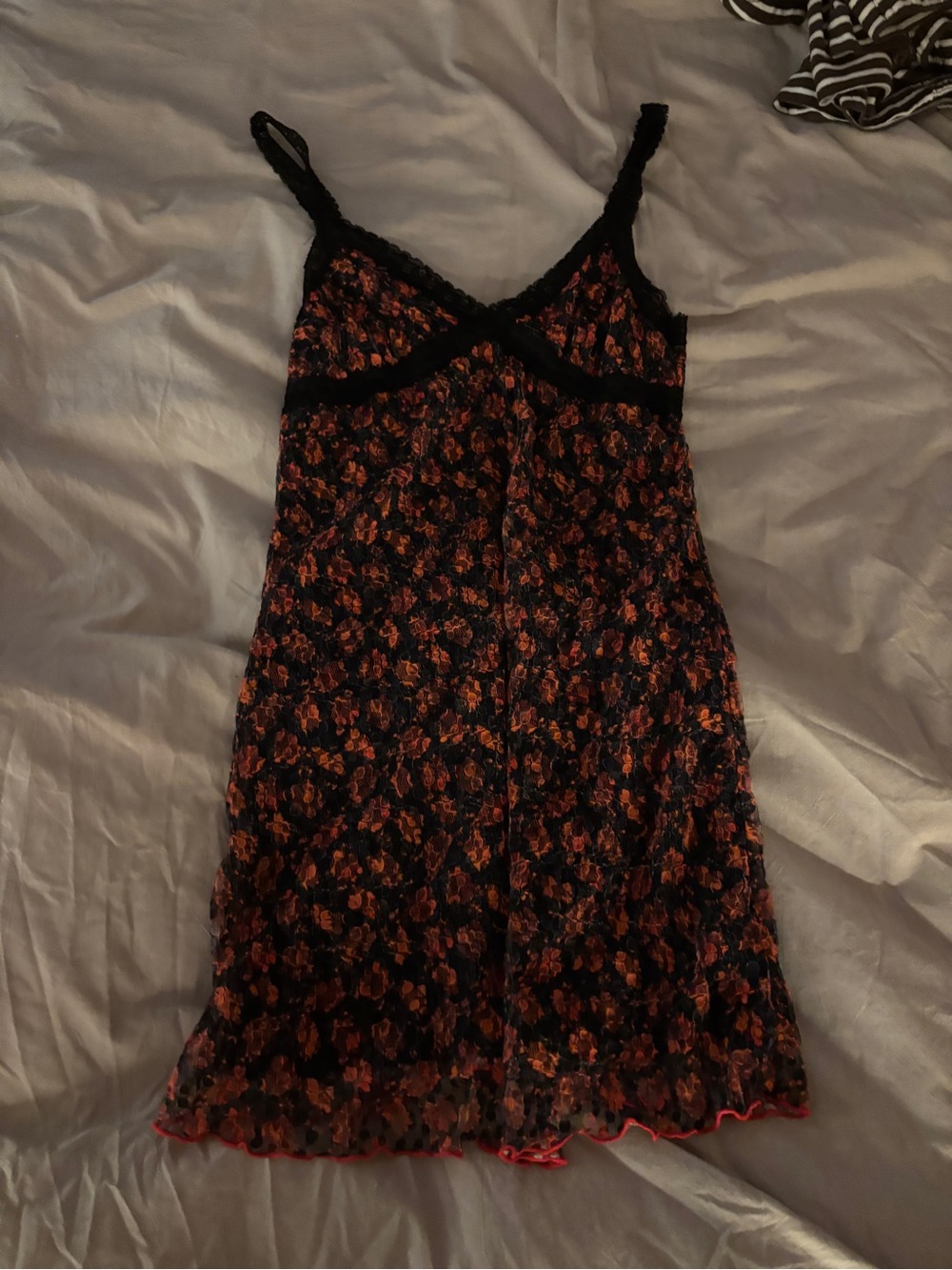 Black and red floral lace UO dress M